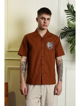 Eszett - Anchor Embroidery Rust Cuban Shirt