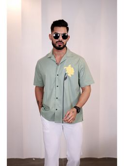 Eszett - Men Green Cotton Floral Casual Shirt