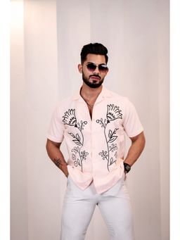Eszett - Men Pink Cotton Floral Casual Shirt