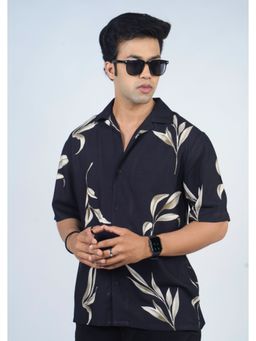 Eszett - Men Black Floral Half Sleeves Casual Shirt