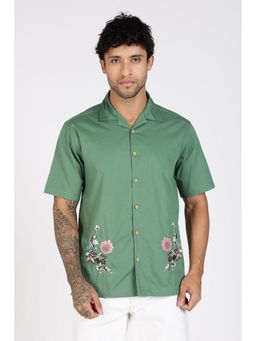 Eszett - Autumn Flowers Green Cuban Shirt
