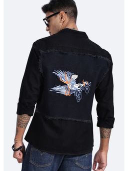 Eszett - Men Black Solid Full Sleeves Casual Shirt