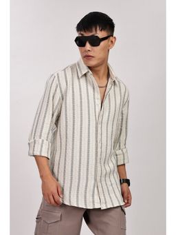 Eszett - Textured Cotton Cuban Off White Shirt