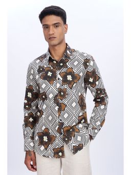 Eszett - Men White Printed Full Sleeves Casual Shirt