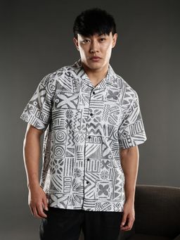 Eszett - Grey Men Self Design Half Sleeves Casual Shirt