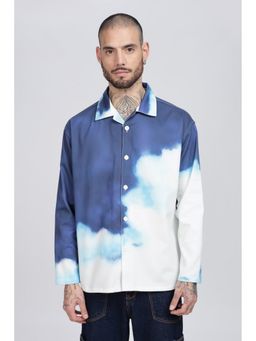 Eszett - Men Blue Cotton Printed Casual Shirt
