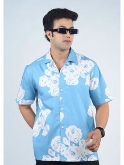 Eszett - Men Blue Floral Half Sleeves Casual Shirt