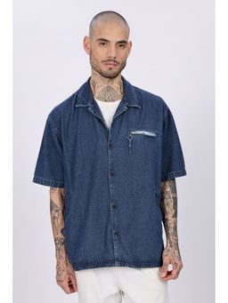 Eszett - Men Blue Solid Half Sleeves Casual Shirt
