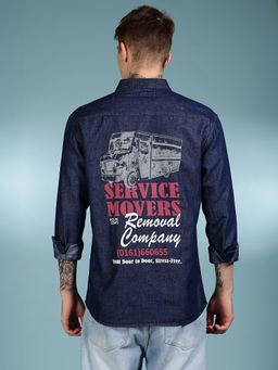 Eszett - Men Blue Solid Full Sleeves Casual Shirt