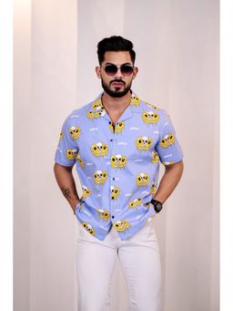 Eszett - Men Blue Cotton Printed Casual Shirt