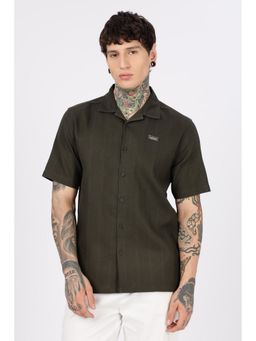 Eszett - Classic Textured Fabric Olive Shirt