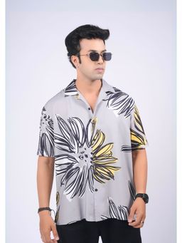 Eszett - Grey Floral Half Sleeves Casual Shirt