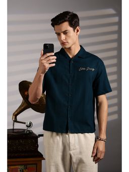 Eszett - Elite Society Embroidery Boxy Fit Blue Shirt