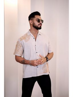 Eszett - Men Beige Half Sleeves Casual Shirt