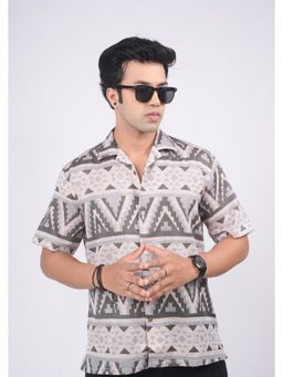 Eszett - Grey Self Design Half Sleeves Casual Shirt