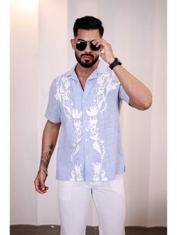 Eszett - Men Blue Cotton Floral Casual Shirt