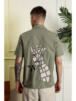 Eszett - Men Green Cotton Animal Print Casual Shirt