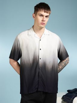 Eszett - Men Grey Ombre Half Sleeves Casual Shirt