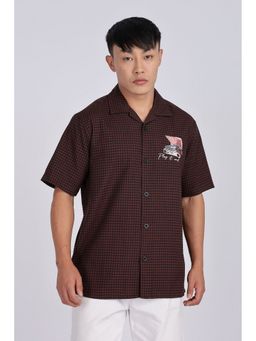 Eszett - Gramophone Embroidery Brown Cuban Shirt