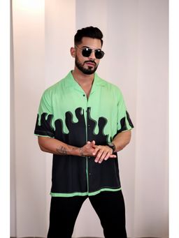 Eszett - Men Green Cotton Printed Casual Shirt