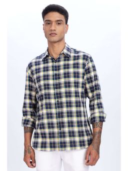 Eszett - Men Navy Blue Checks Full Sleeves Casual Shirt