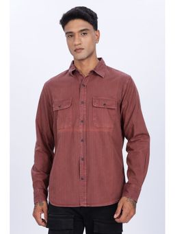 Eszett - Men Maroon Cotton Solid Casual Shirt