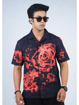 Eszett - Men Black Floral Half Sleeves Casual Shirt