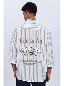 Eszett - Men White Stripes Full Sleeves Casual Shirt