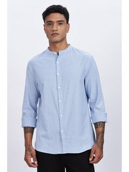 Eszett - Men Blue Cotton Solid Casual Shirt
