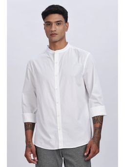 Eszett - Men White Cotton Solid Casual Shirt