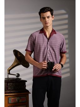 Eszett - Textured Fabric Mauve Cuban Shirt