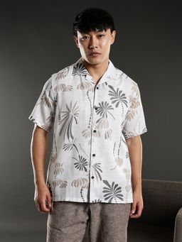 Eszett - Men Grey Printed Half Sleeves Casual Shirt