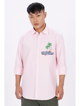 Eszett - Men Pink Solid Full Sleeves Casual Shirt