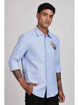 Eszett - Blue Solid Full Sleeves Casual Shirt