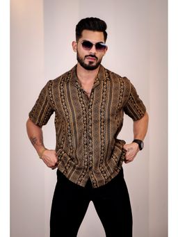 Eszett - Men Black Cotton Geometric Casual Shirt