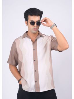 Eszett - Men Beige Colorblock Half Sleeves Casual Shirt