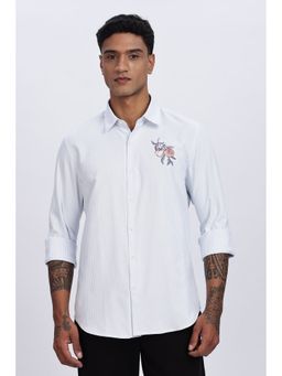 Eszett - Men Blue Stripes Full Sleeves Casual Shirt