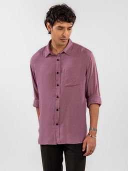 Eszett - Men Mauve Viscose Rayon Solid Casual Shirt