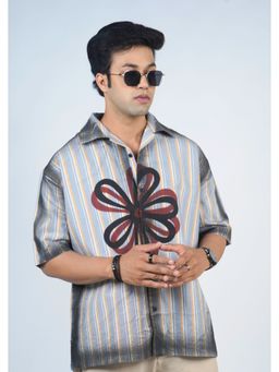 Eszett - Men Blue Stripes Half Sleeves Casual Shirt