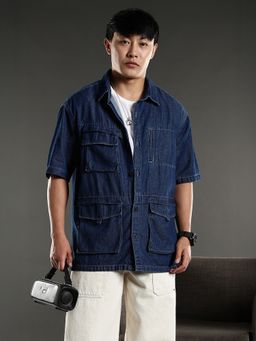 Eszett - Men Blue Solid Half Sleeves Casual Shirt