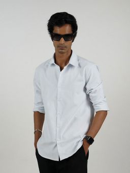 Eszett - Men Blue Cotton Stripes Casual Shirt