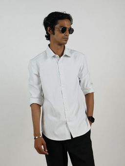 Eszett - Men Blue Cotton Stripes Casual Shirt