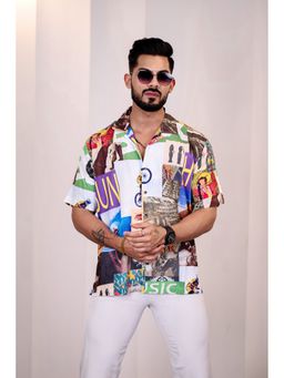 Eszett - Men Multi-Color Cotton Graphic Casual Shirt