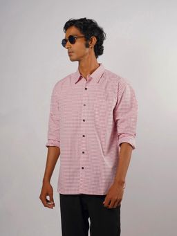 Eszett - Men Pink Cotton Checks Casual Shirt