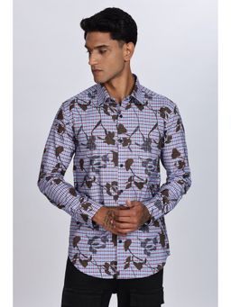 Eszett - Men Blue Cotton Floral Casual Shirt