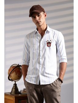 Eszett - Men White Stripes Full Sleeves Casual Shirt