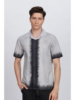 Eszett - Men Grey Ombre Half Sleeves Casual Shirt