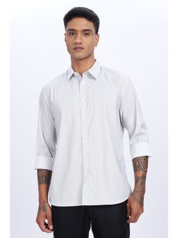 Eszett - White Self Design Full Sleeves Casual Shirt