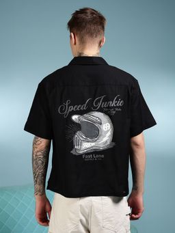 Eszett - Men Black Solid Half Sleeves Casual Shirt