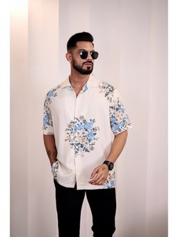 Eszett - Men Beige Cotton Floral Casual Shirt